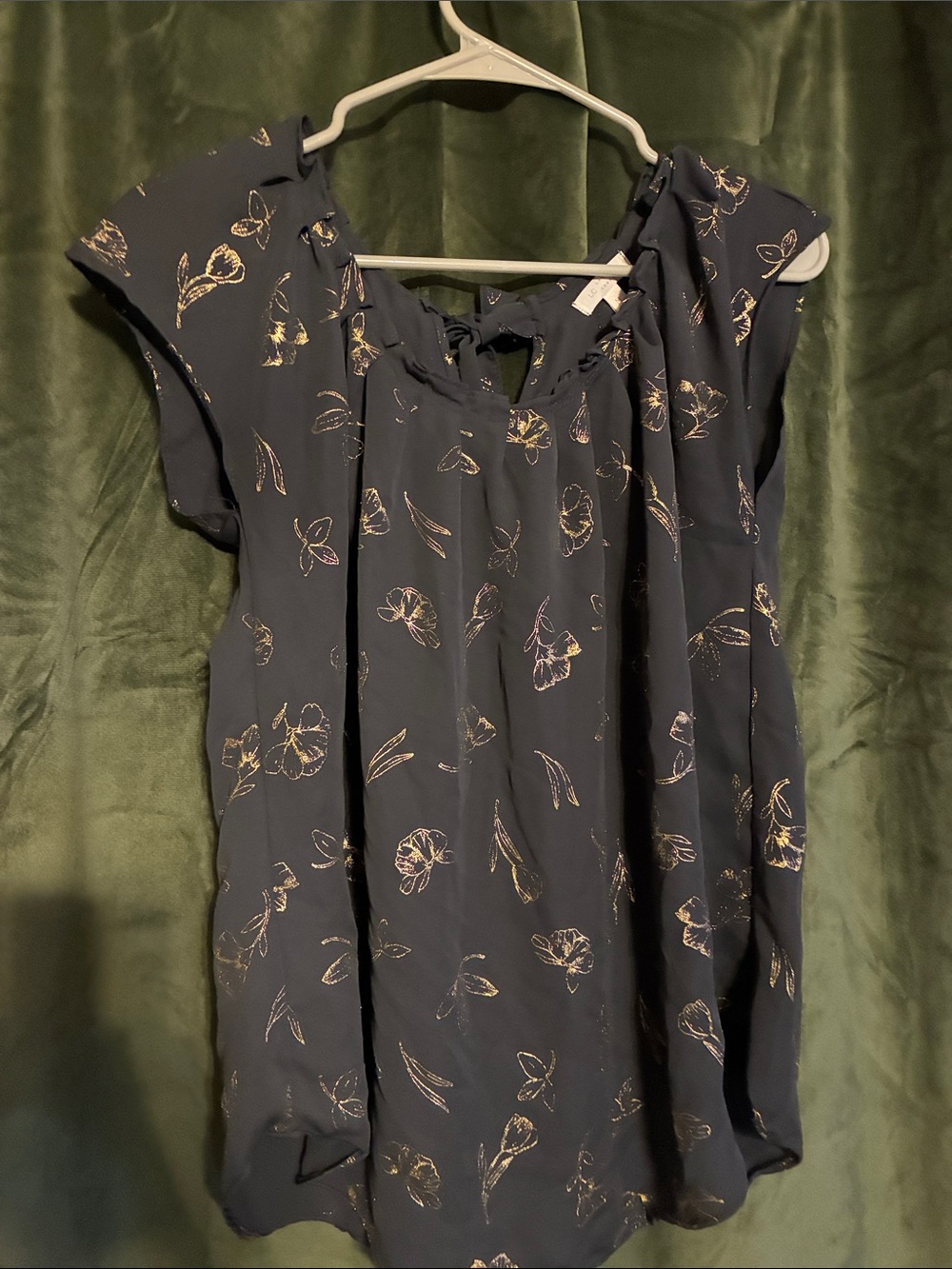 Dark Gray Floral Flutter Sleeve Blouse